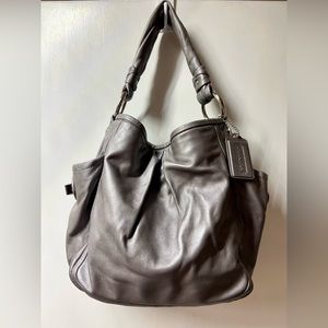 Coach Pleated Parker Hobo Shoulder Bag in Silver Metallic